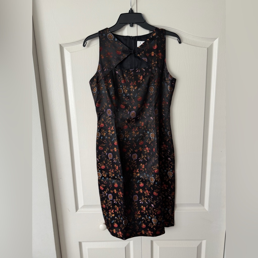 Y2K David Meister Black Floral Mini Dress